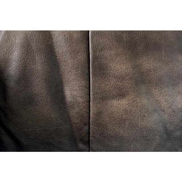 Brown Vintage Mid-Century Modern Brutalist German Brown Leather 2-Seater Sofa, 1970s For Sale - Image 8 of 18