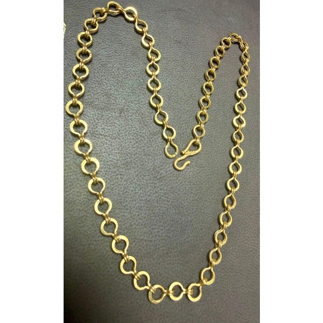 Metal 24 Karat Pure Gold Hand Made Yellow Gold Link Chain Necklace, 22.3 Gm, 16 Inch For Sale - Image 7 of 8