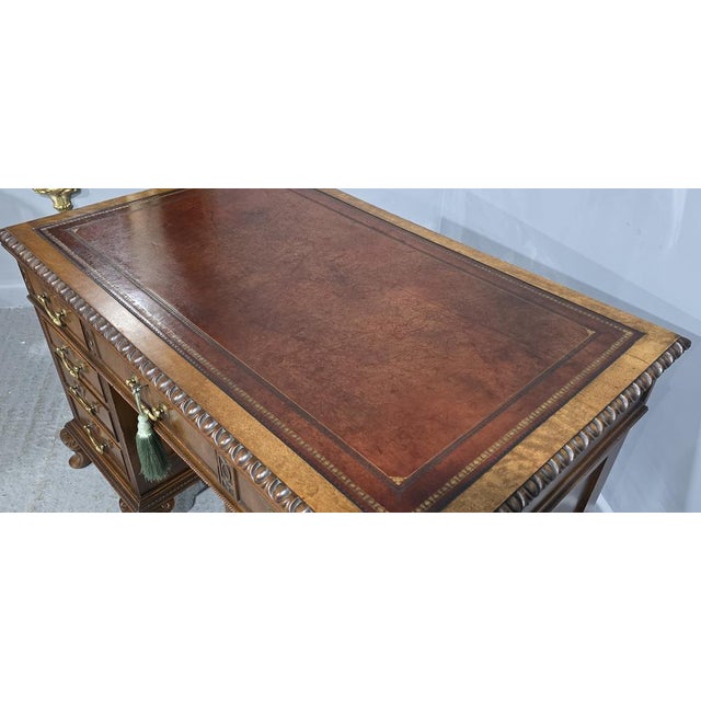 Chippendale Mahogany Pedestal Desk, 1880 For Sale - Image 18 of 18
