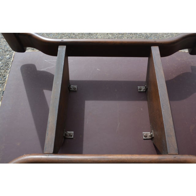 1970s Pair Mid Century Modern Side Tables Teak Wood & Mosaic Tile Top Copper Cream Black For Sale - Image 10 of 13