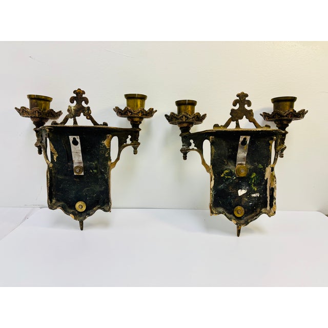 Vintage Pair of Cast Bronze Nautical Sconces For Sale - Image 11 of 12