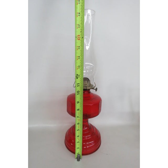 Pa Risdon Usa Large Homesteader Oil Lamp Red Glass With Brass Eagle Burner 4887b For Sale - Image 15 of 15