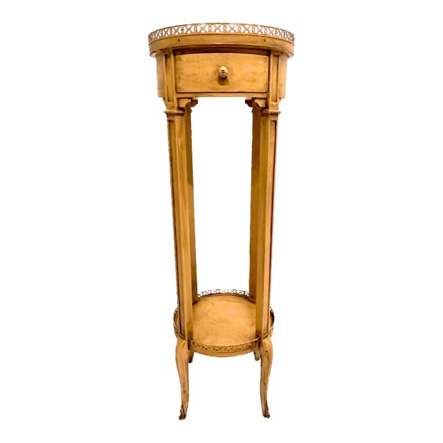 Vintage Peach Painted Two Tiered Plant Stand For Sale