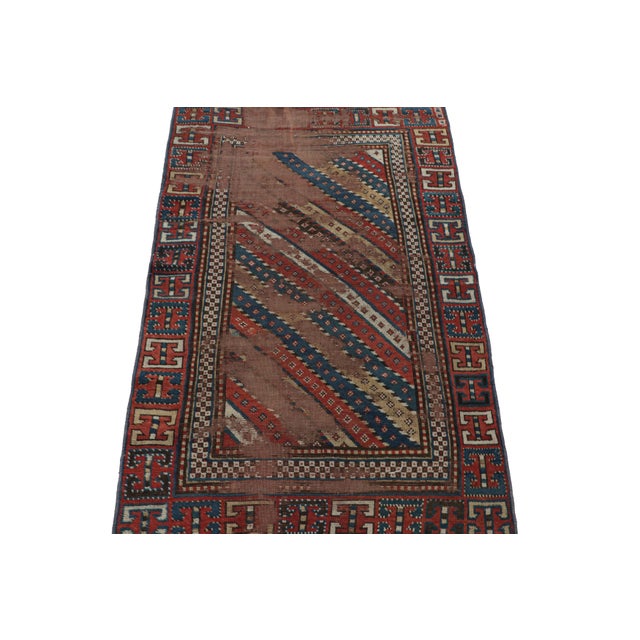 1910s Antique Kazak Runner Rug With Red & Blue Geometric Patterns, From Rug & Kilim For Sale - Image 5 of 7