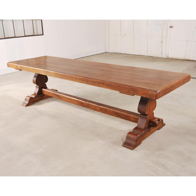 Country French Provincial Oak Farmhouse Trestle Dining Table 10 Ft For Sale - Image 10 of 18