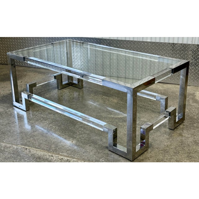 Horchow Shanna Acrylic Glass Top Chrome Modern Coffee Table For Sale - Image 10 of 12