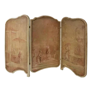 Painted French Chinoiserie Three-Panel Screen