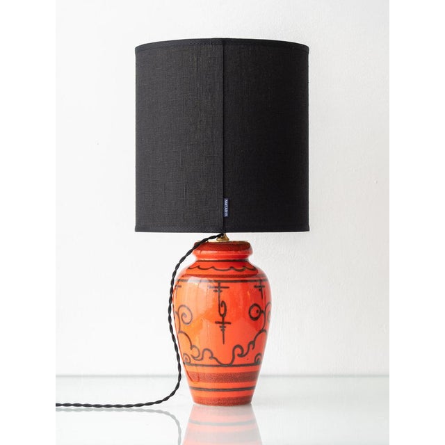 Dutch Orange Gouda Tokio Ceramic Table Lamp, 1970s For Sale - Image 12 of 15