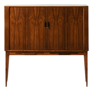 Bar Cabinet with Tambour Doors in Rosewood and Brass attributed to Kurt Østervig, 1960s