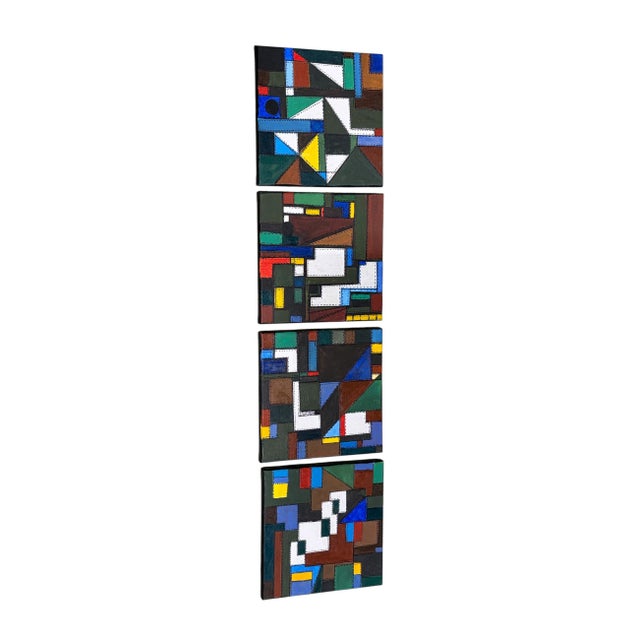 Abstract Mixed Media Acrylic Set of Four Panels Titled Bojagi by Yjr For Sale In New York - Image 6 of 11