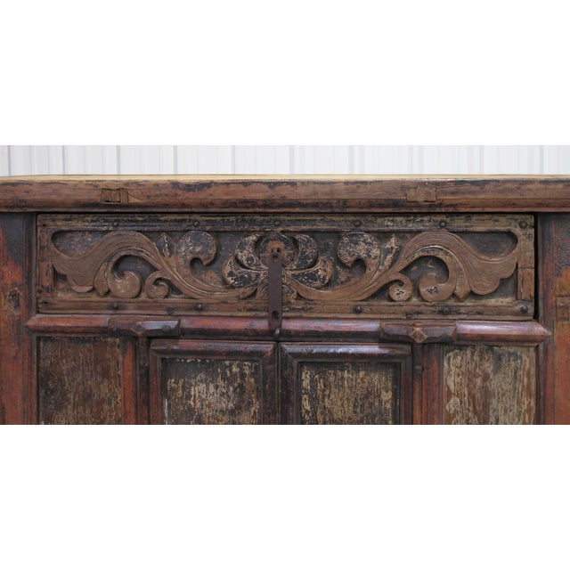Mid 18th Century Antique Carved Elm Cabinet For Sale - Image 5 of 11