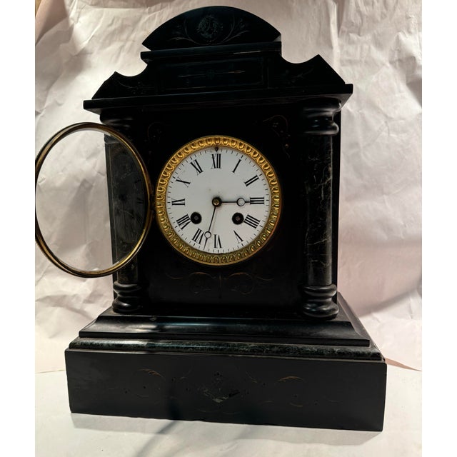 Late 19th Century 19th Century French Slate Stone Mantel Clock For Sale - Image 5 of 11