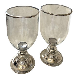 Pair of Large William-Sonoma Hurricane Candle Holders For Sale