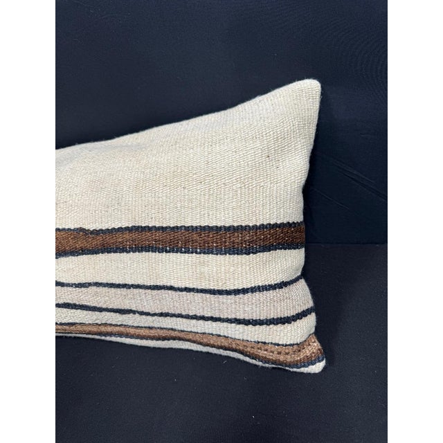 Turkish Hemp Pillow Cushion Natural Beige Brown Cushion Cover 14"x40" For Sale - Image 4 of 4