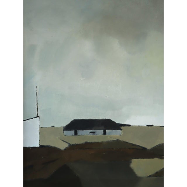 Mid-Century Modern 'Where the Sky Rests' Swedish Abstract Landscape Oil Painting, Framed For Sale - Image 10 of 12