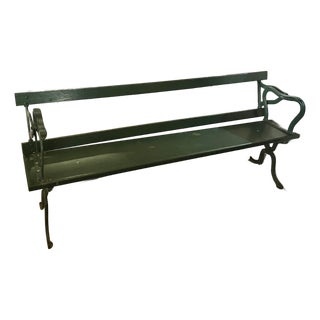 Vintage Hudson Valley Cast Iron Base Wood Railroad Bench Flip Back For Sale