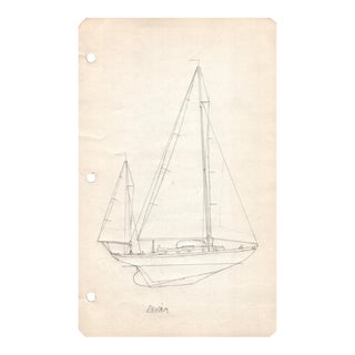 1940s Maine Marine Architectural Drawing on Paper For Sale