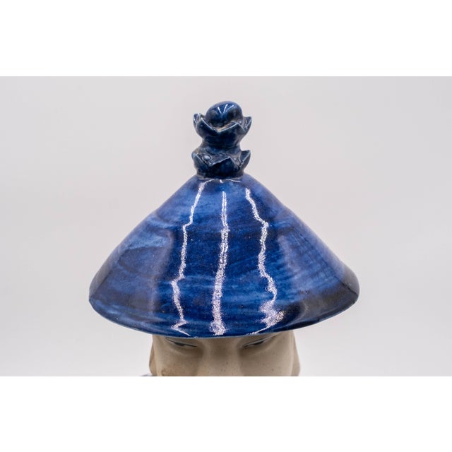 Blue Pair of Vintage Chinese Blue & White Porcelain Chinese Emperor Figures For Sale - Image 8 of 18