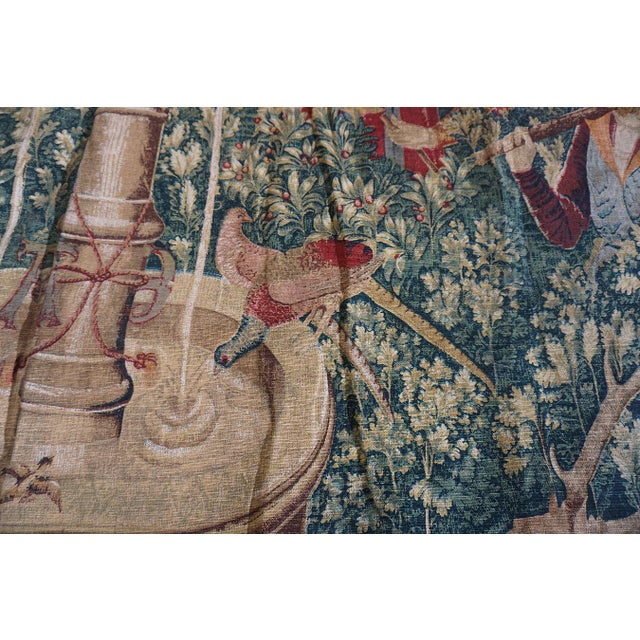 Vintage Square Tapestry Continental Traditional European Allover Floral Flat Weave For Sale - Image 11 of 12