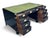 Wood Antique British Campaign Style Executive Desk With Green Leather Writing Top For Sale - Image 7 of 15