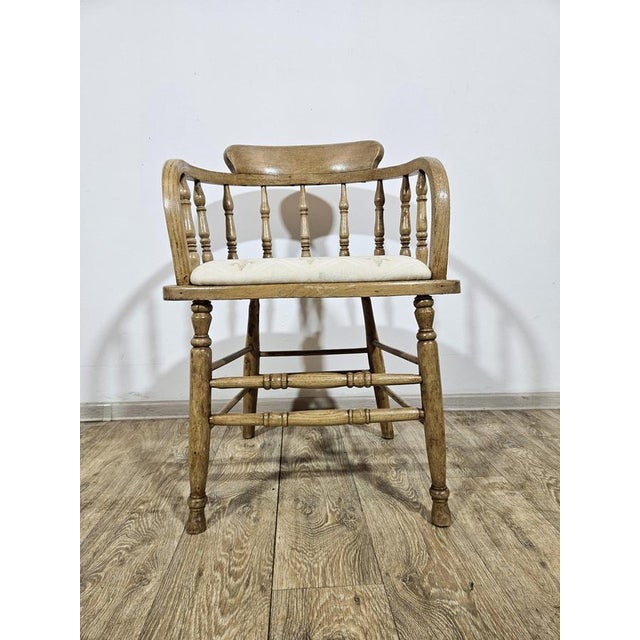 Wood Antique Rustic Captain's Chair, 19th Century For Sale - Image 7 of 11