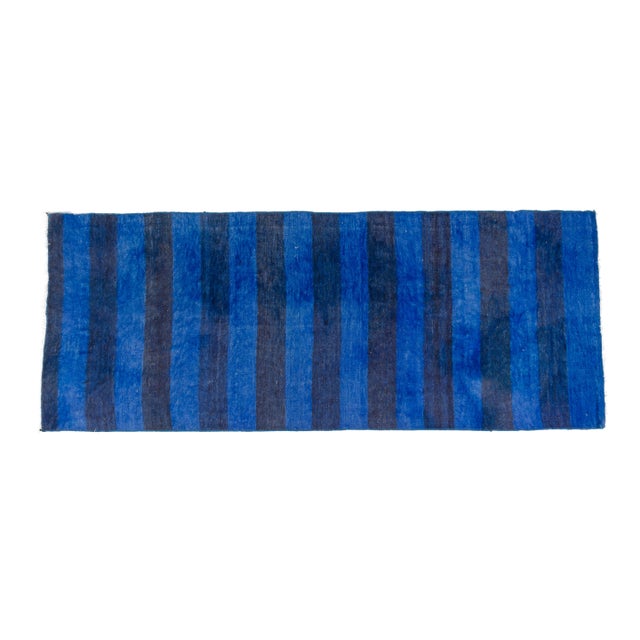 Blue Vintage Angora Wool Rug For Sale