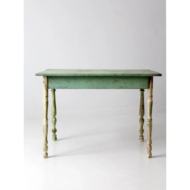 Antique Painted Wood Farmhouse Table For Sale - Image 9 of 13