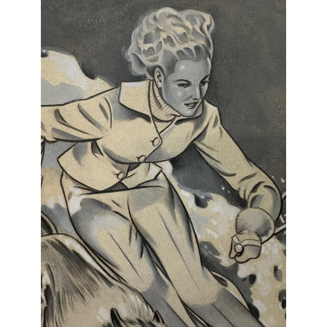 Original graphite pencil drawing by American artist and illustrator Theodore E. Schrock (1879–1952), depicting an...