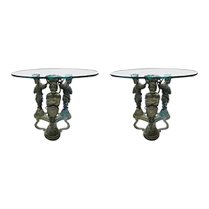 Pair of Bronze Grecian Inspired Tables
