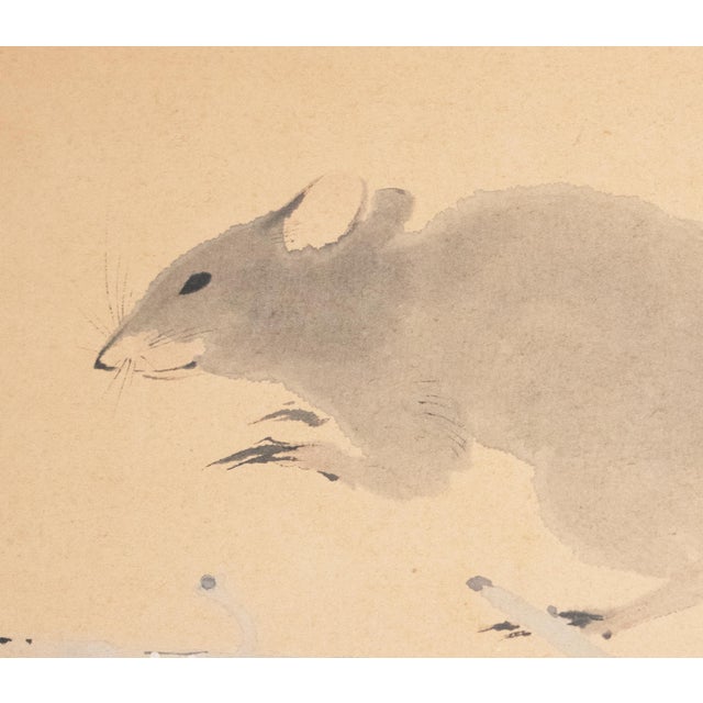 Late 19th Century "Mouse and Fruits", Meiji Era Japanese Watercolor Painting For Sale - Image 5 of 12