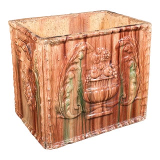 Large Antique Planter, Scottish, Ceramic Jardinière, Majolica Taste, Victorian For Sale