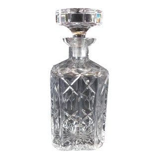 1960s Cut Crystal Square Decanter For Sale