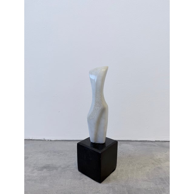 Fatima Fontes Abstract Carrara Marble Sculpture on Granite Base, Brazil 1990s For Sale - Image 6 of 13