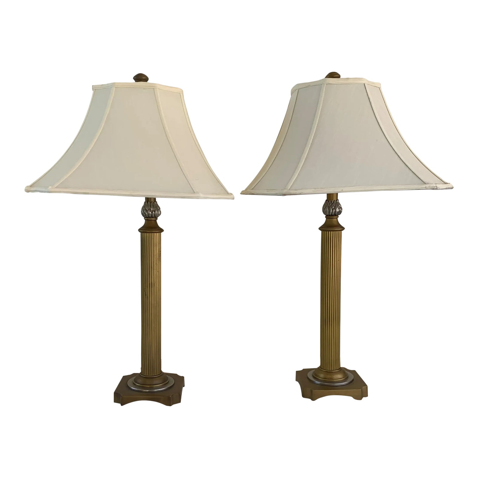 Pair of Late 20th Century Bombay Co. Brass Column Table Lamps Chairish