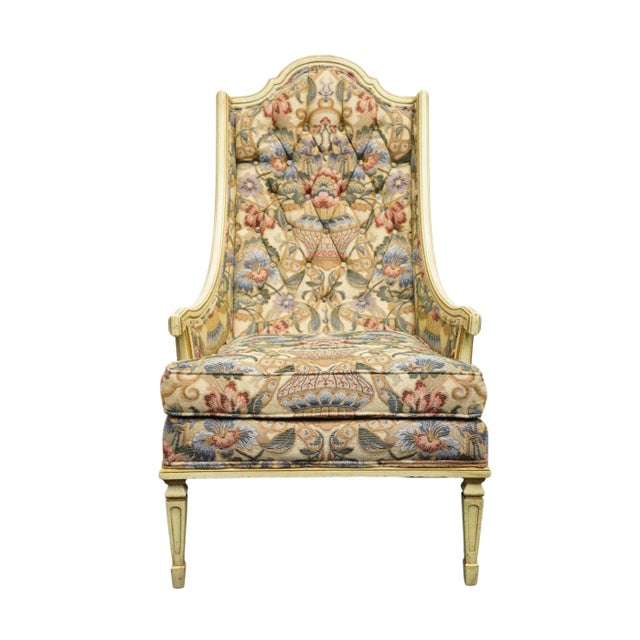 Statesville Chair Co. Italian Provincial Tufted Upholstered Accent Arm Chair For Sale - Image 12 of 12