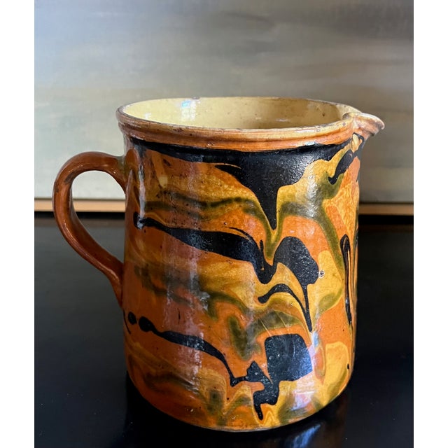Stone Large 19th Century French Provincial Jaspe Pitcher, Hand-Painted For Sale - Image 7 of 11