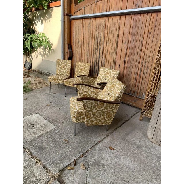 Bauhaus Style Steel and Wood Club Chairs, 1940s, Set of 4 For Sale - Image 6 of 7