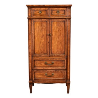 Heritage French Regency Louis XVI Carved Walnut Gentleman's Chest or Linen Press, 1960s For Sale