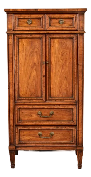 Heritage French Regency Louis XVI Carved Walnut Gentleman's Chest or Linen Press, 1960s