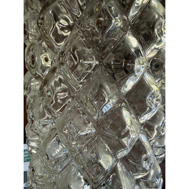 Glass Vintage Hollywood Regency Textured Glass Pendant Lights, Pair For Sale - Image 7 of 7