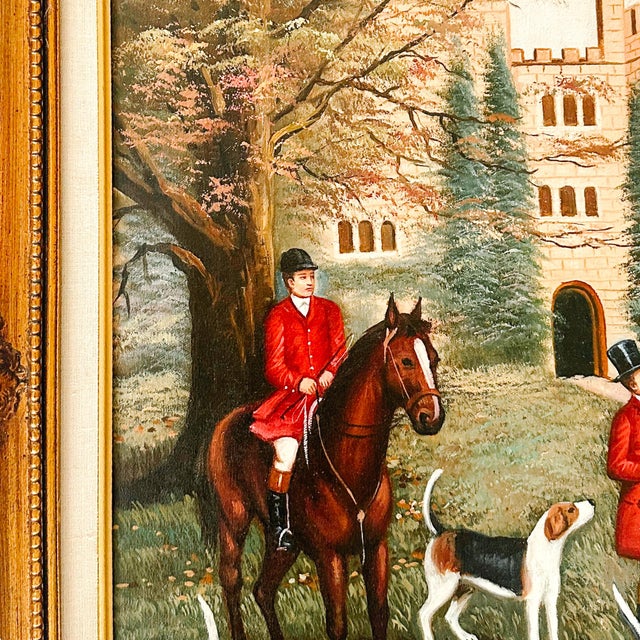 Late 20th Century Framed & Matted English Fox Hunt Equestrian Oil Painting For Sale In San Diego - Image 6 of 11