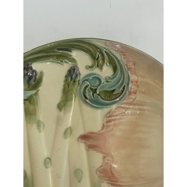 Off-white Majolica Art Nouveau Asparagus Plate by Keller Et Guérin (Kg) Lunéville For Sale - Image 8 of 11