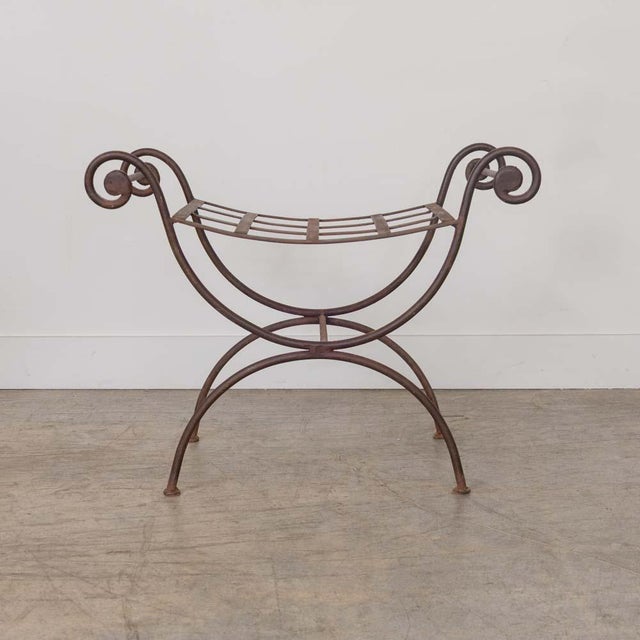 Black 1920s French Iron Curule Stool For Sale - Image 8 of 11