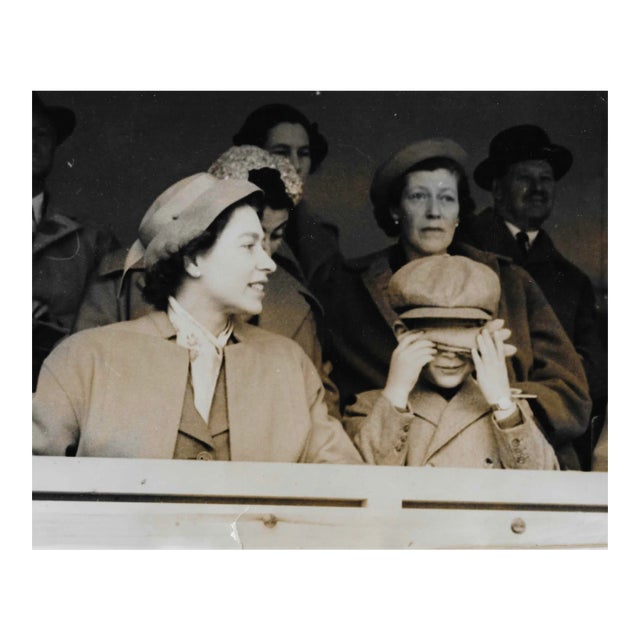 1955 Queen Elizabeth and Prince Charles Black & White Photograph For Sale