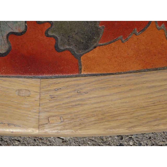 Wood Vintage Coffee Table in Oak and Ceramic by Barrois for Vallauris, 1950s For Sale - Image 7 of 14