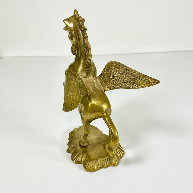 Mid 20th Century Mid-Century Boho Chic Hollywood Regency Brass Pegasus Sculpture For Sale - Image 5 of 16