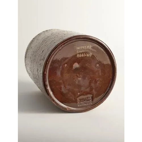 Scandinavian Modern Brown Cylindrical Vase by Jerk Werkmäster for Nittsjö, 1960 For Sale - Image 6 of 9