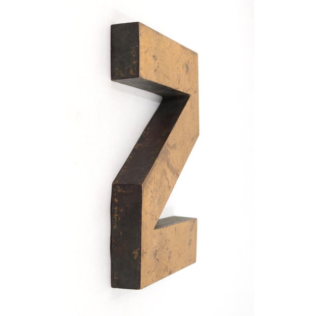 Traditional Vintage 8.312 In. Cast Brass Sign Letter Z For Sale - Image 3 of 4