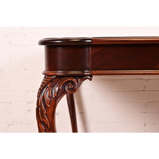 Romweber Style Chippendale Carved Mahogany Extension Dining Table, Newly Refinished For Sale - Image 11 of 18
