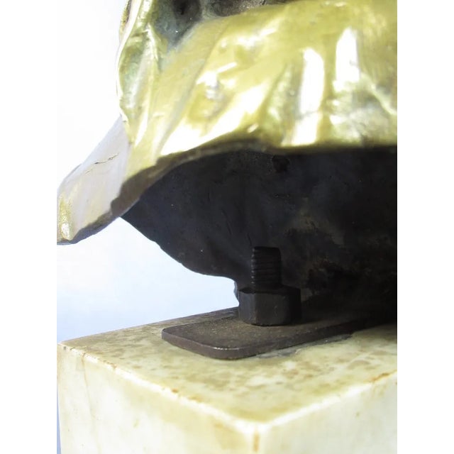 Metal Vintage Exhibition Brass Sculpture of Woman with Marble Base, Late 1900s For Sale - Image 7 of 9